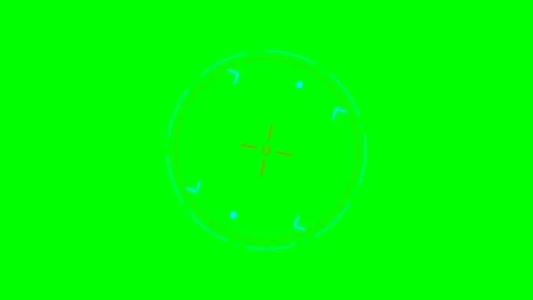Digital circular targeting reticle overlay on a bright green background scree Video stock 340901750
