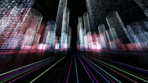 Digital city, abstract tech animation Stock Footage 184414389