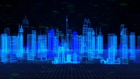 Digital City Background Stock Footage 95607733