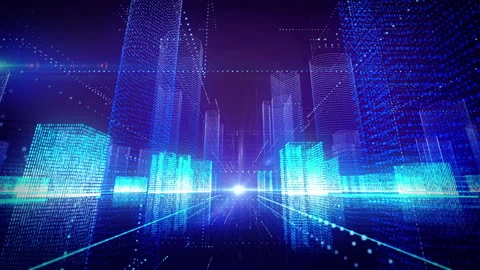 Digital City: The City Of The Future Stock Footage 142376197