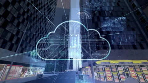 Digital City Cloud C4c3 Stock Footage 232681419