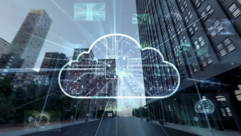 Digital City Cloud D2c4 Video stock 232681712