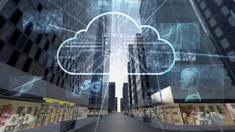 Digital City Cloud Rot2c4 Stock Footage 232682357