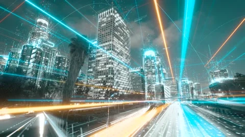 Digital city concept. Artificial Intelligence technology in smart city Stock Footage 164526064