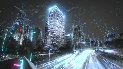 Digital city concept. Artificial Intelligence technology in smart city Stock Footage 164526069