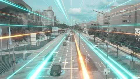 Digital city concept. Artificial Intelligence technology in smart city Stock Footage 168423442