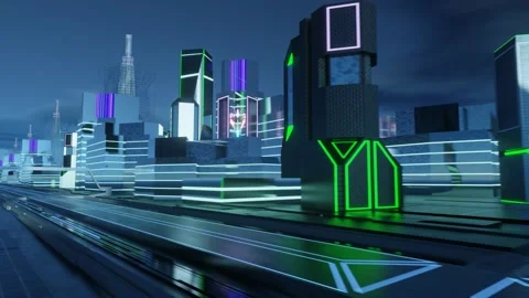 Digital city concept. Artificial Intelligence technology in smart city,3d render Stock Footage 273629892