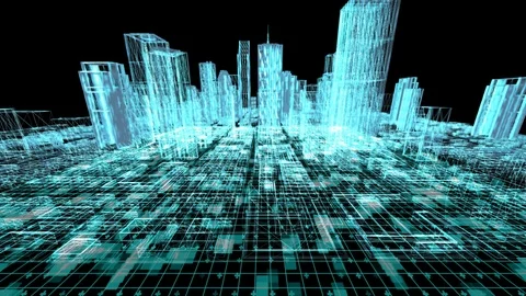 Digital city concept, complex city structure, modern city Stock Footage 104071057