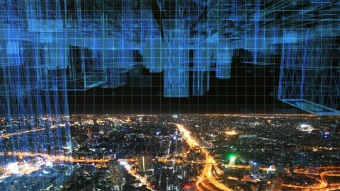 Digital city concept, complex city structure, modern city Stock Footage 104071110