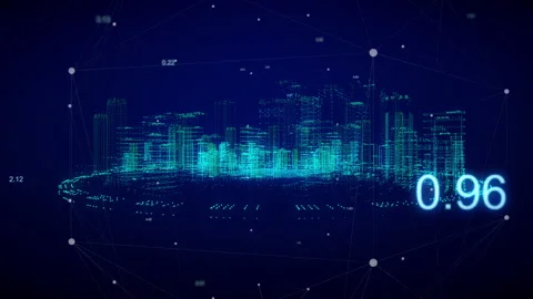 Digital City Connect in a 3D animation Stock Footage 239035783