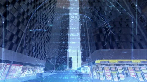 Digital City Grid E1d3 Stock Footage 232686746
