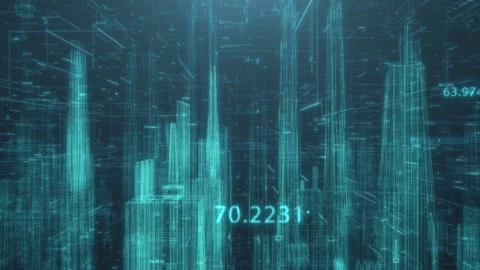 Digital City Looped Background Stock Footage 139044664
