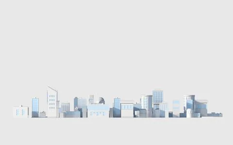 Digital city model with white background, 3d rendering. Stock Illustration