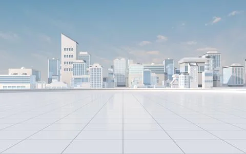 Digital city model with white background, 3d rendering. Stock Illustration