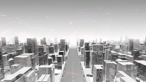 Digital City Network Building Technology Communication Data Sky Fc0BW 스톡 동영상 137061644