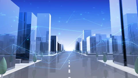 Digital City Network Building Technology Communication Data Sky Aa0 Vídeos de archivo 137067793
