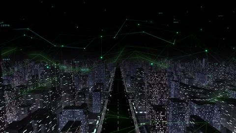 Digital City Network Building Technology Communication Data Night Fa0 Color Vídeos de archivo 137117469