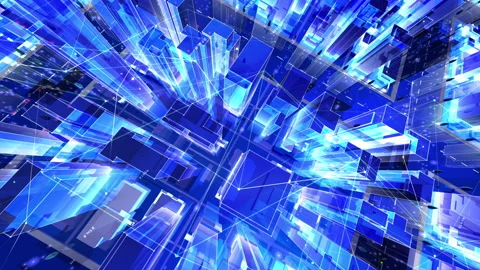 Digital City Network Building Technology Communication Data 20 Night Ec3 loop 動画素材 142243639