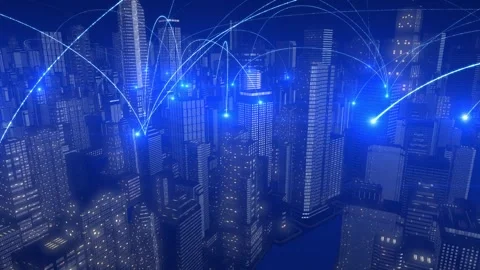 Digital city network communication Stock Footage 273857771