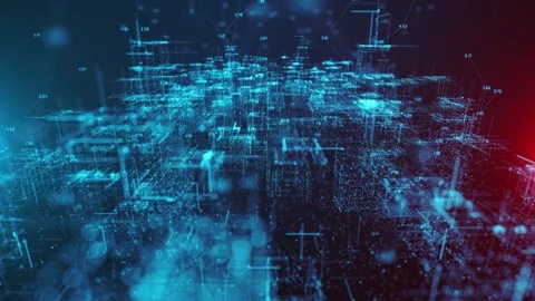 Digital City Simulation Network Data Fly Over - Animation Video stock 305724466