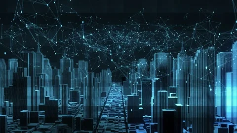Digital city skyline Big data, Artificial intelligence, Internet of things Stock Footage 278215011