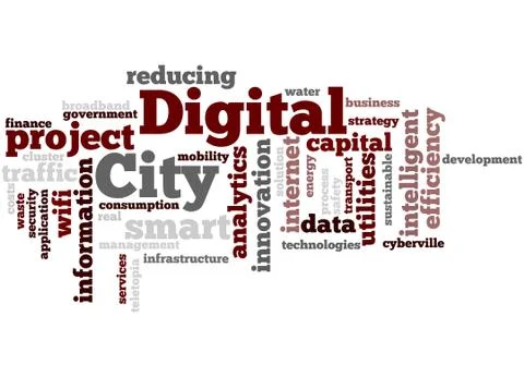 Digital City, word cloud concept Stock Illustration