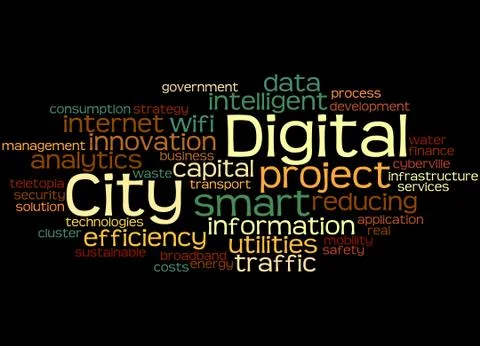 Digital City, word cloud concept Stock Illustration