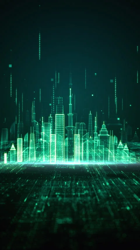 Digital cityscape abstract background, Abstract visualization Stock Footage 273283970