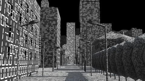 Digital cityscape architecture for networking information technology IOT  Ilustración de archivo