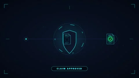 Digital claim approved interface with shield and document verification motion Stock Footage 344852456