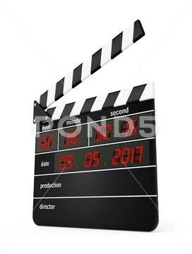 Digital clapboard isolated on white background. 3D illustration ...