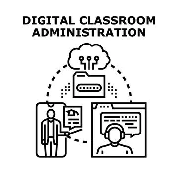 Digital classroom administration system connecting teachers and students thro Stock Illustration