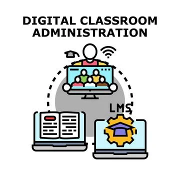 Digital classroom administration system managing online learning platform Stock Illustration