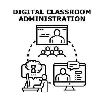 Digital classroom administration system managing online education Stock Illustration