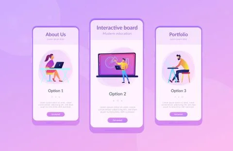 Digital classroom app interface template. Stock Illustration
