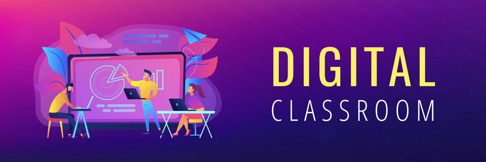 Digital classroom header banner. Stock Illustration