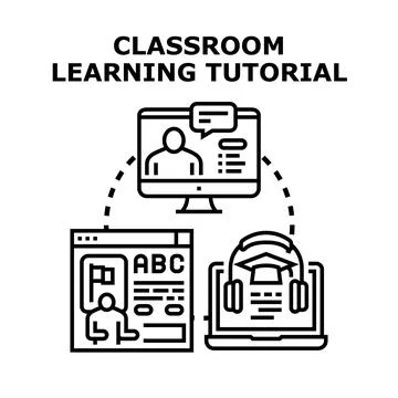 Digital classroom learning tutorial remote education concept 스톡 일러스트
