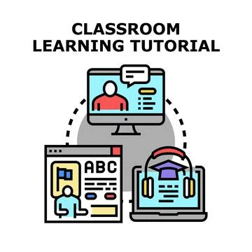 Digital classroom learning tutorial remote education concept Stock Illustration