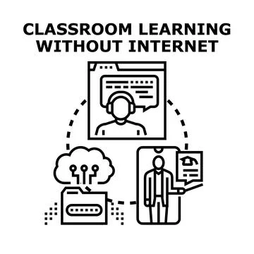 Digital classroom learning without internet connection concept Stock Illustration