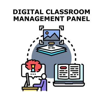 Digital classroom management panel interface concept Stock Illustration