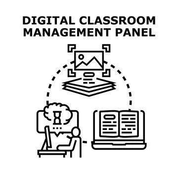 Digital classroom management panel interface concept Stock Illustration