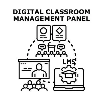 Digital classroom management panel learning system Stock Illustration