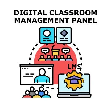 Digital classroom management panel learning system Stock Illustration