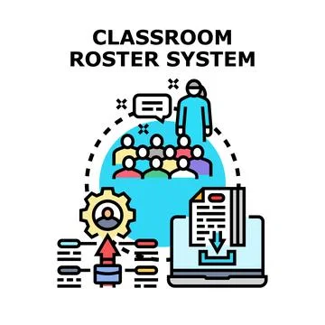 Digital classroom roster system management and education Stock Illustration