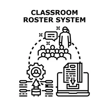 Digital classroom roster system management and education Stock Illustration
