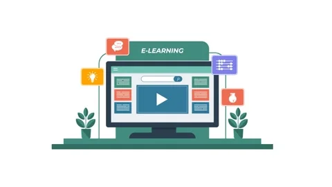 Digital Classroom. Virtual Education, Courses, and Workshops Stock Footage 297250302