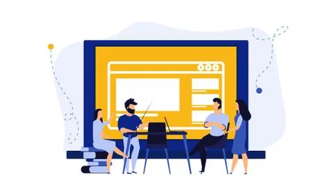 Digital classroom virtual learning education concept illustration vector. Com Illustrazione stock