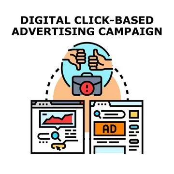 Digital click based advertising campaign strategy and performance 库存插图