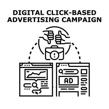 Digital click based advertising campaign strategy and performance 스톡 일러스트