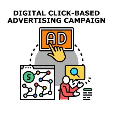 Digital click based advertising campaign strategy and analysis Stock Illustration